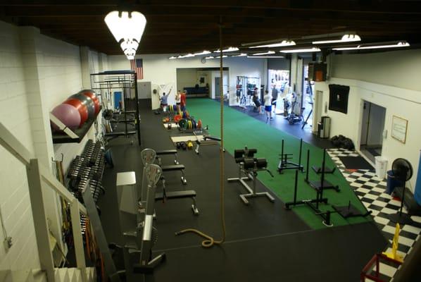 Full view of the best facility in the area.  We've got turf, sleds, kettlebells, ropes, platforms...everything you need!