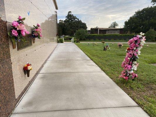 Solar lights in front of and around the gravesite - I guess they never wanted their parents in the dark