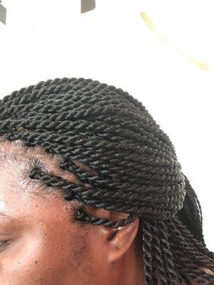 Senegalese Twists by Marley! Mid back length, price $200.