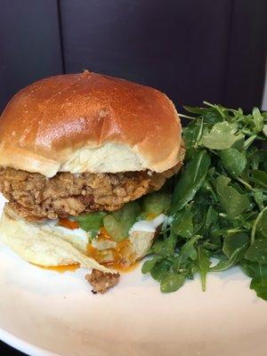 Crispy crispy buttermilk fried chicken sandwich