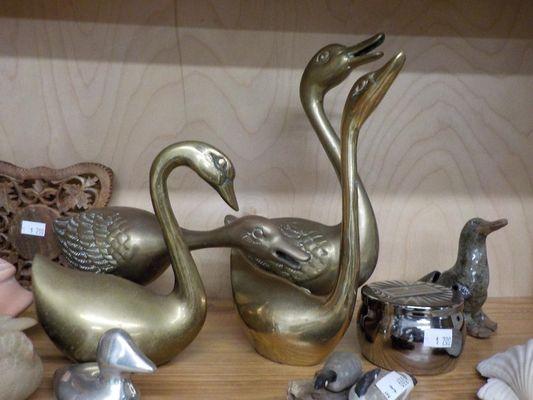 Unique brass swans