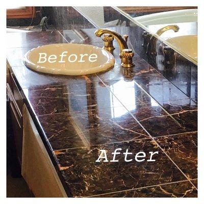 Resident. Removal of hard water buildup and restore marble counter, tub surround and master shower.