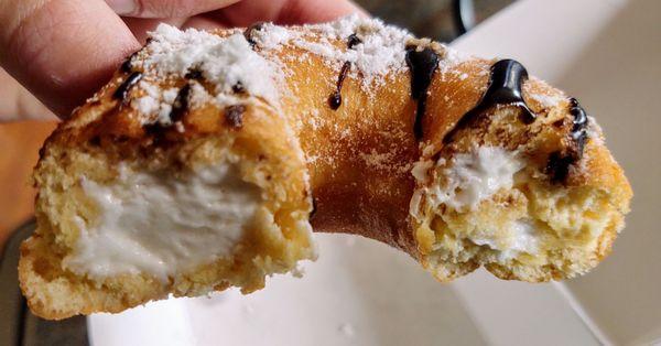 Cream filled ring donut, Yum.