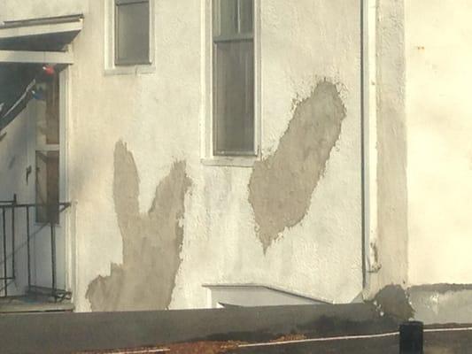 Side of one of the houses in Westerville, that hole was left open for months before they put new cement on it