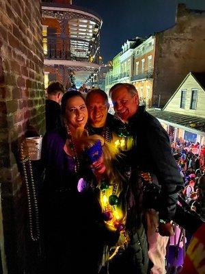 Fat Tuesday on Bourbon Street Balcony