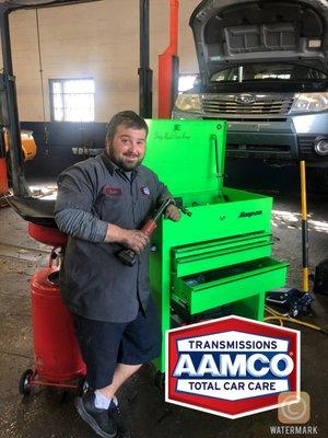 Ben and his new tool box, the "Green Mamba"