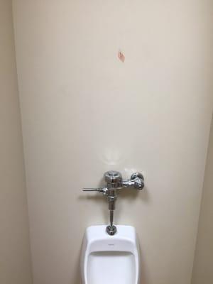 There was blood on the bathroom wall. Gross!