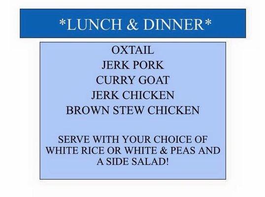 Lunch and dinner menu