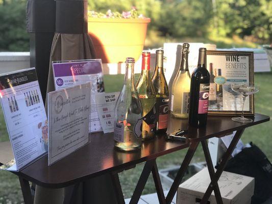 Wine tasting setup at a host's home in Windham