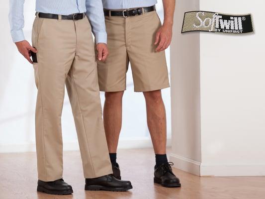 SofTwill® work pants by UniFirst feature roomier seats, thighs, and non-roll waistbands, so wearer movement always remains free and easy.