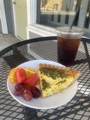 Quiche and iced coffee!