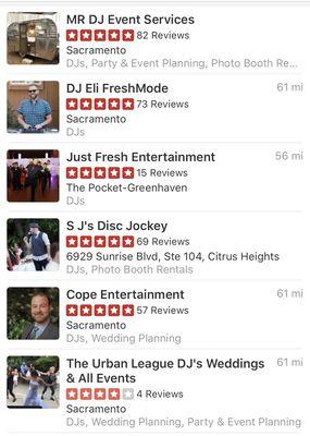 DJ Services - Sacramento  Yelp ratings 4-5 preferred vendor