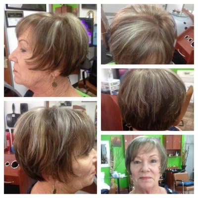 She has color highlight and hair cut at kory's hair salon by kea