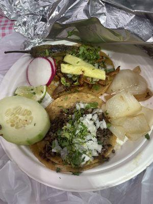 Carne Asada and Pastor Taco