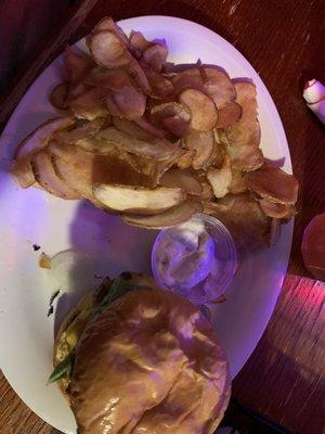 Steak burger and chips