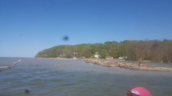 The end of the Fisherman's Foot Path where Lake Erie meets the Elk Creek.