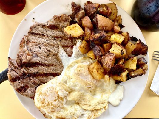 Steak and eggs breakfast