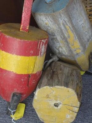 Old buoys with original paint and leather!