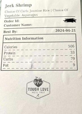 Best by date and nutrition information