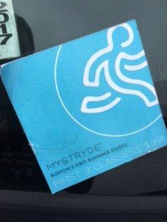 This is a sticker, not a flyer, My Stryde placed on my car because they thought it would make me want to work out there.