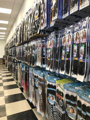 Large selection of braid and crochet hair