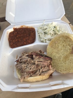 Pulled Pork Sandwich, Baked Beans, Coleslaw