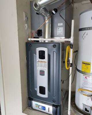 Trane high efficiency furnace,  coil & clean effects air cleaner.