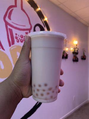 Try our Build you Own Boba with your base as Almond Milk, Infusion as Hibiscus and Boba as Rose!