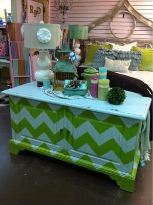 Aqua/lime chevron chest