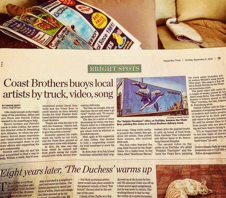 Thank you #TampaBayTimes for #BrightSpot!  #CoastBrothers & #BuyItByTheCase are proud to #supportlocalartists in our #communityengagement.