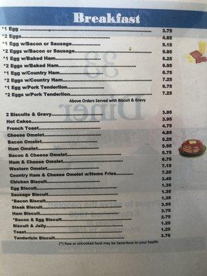 Breakfast Menu