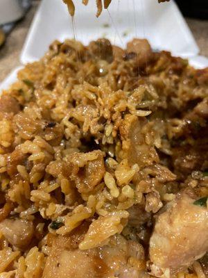 Chicken Fried Rice -- Another image of the sticky, stringy rice. I can't even describe the smell.