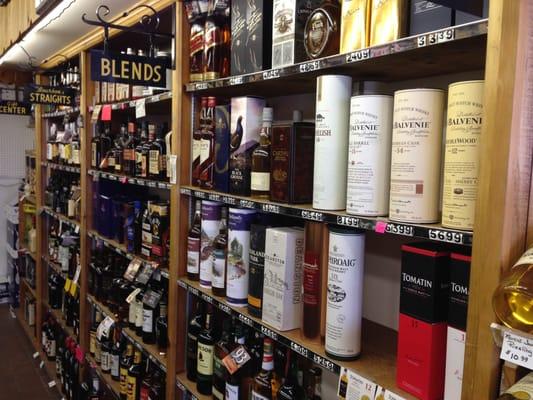 Scotch, Bourbon, Irish, Blended, and Canadian Whiskies.