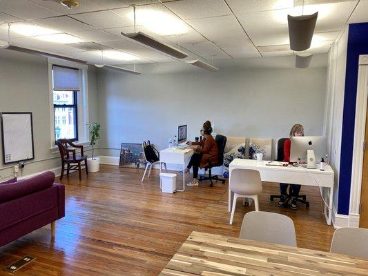 We have a large space for workshops, events, meetings, or just hanging out.