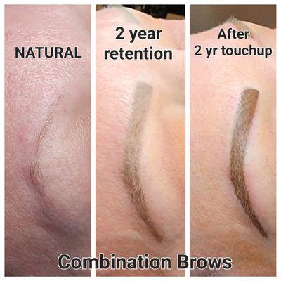 Combination brows showing 2 year retention.