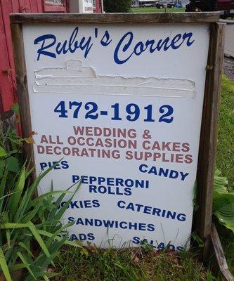 Ruby's Corner sign. 2019