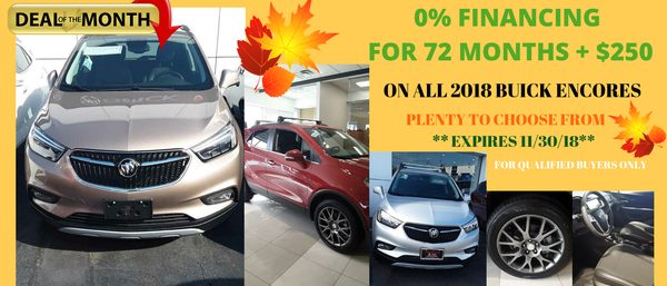 Fall Savings 2018 Buick Encore is now 0% for up to 72 Months plus $250. Sale ends 11/30/18. See Dealer for Details VanburenBuickGMC#Buick#