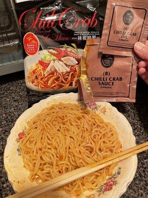 Makes A LOT of noodles. The oil packet actually cuts down the spice level.