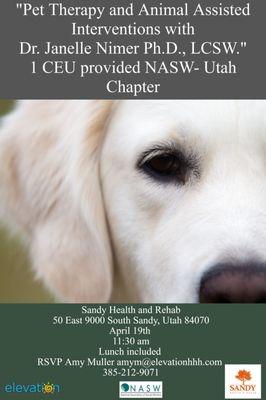 Our Pet Therapy program that we are developing for our clients.