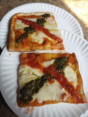 Vodka Sauce and Pesto pie.