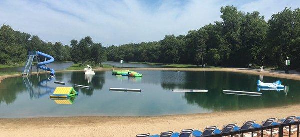 Swimming lake with beach