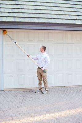 We sweep and treat the eves and garage of your home