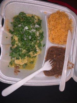 Green enchiladas plate