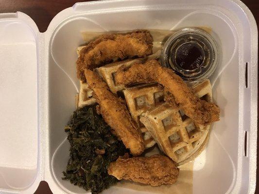 Chicken and Waffles special to go with Collards! Yum!