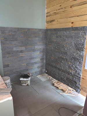 Stone corner for wood stove