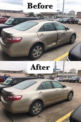 Toyota Camry with side accident has been repaired to its original condition.