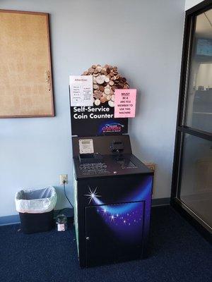 We have coin counter for our members in the foyer inside our front door.