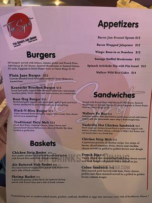 Great menu with lots of choices!