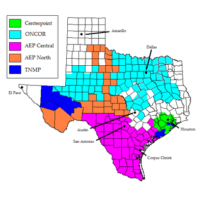 Texas TDSP Servicing Map