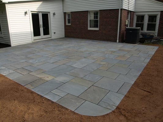 Dry laid blue stone patio